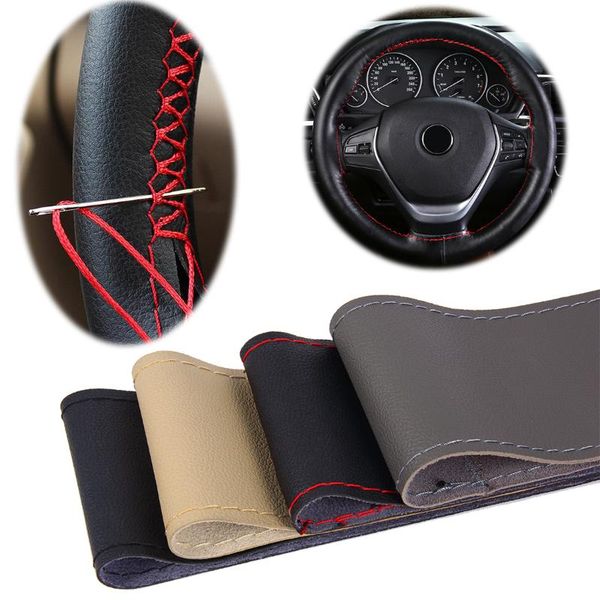 

steering wheel covers diy covers/ soft fiber leather braid on the steering-wheel of car with needle and thread