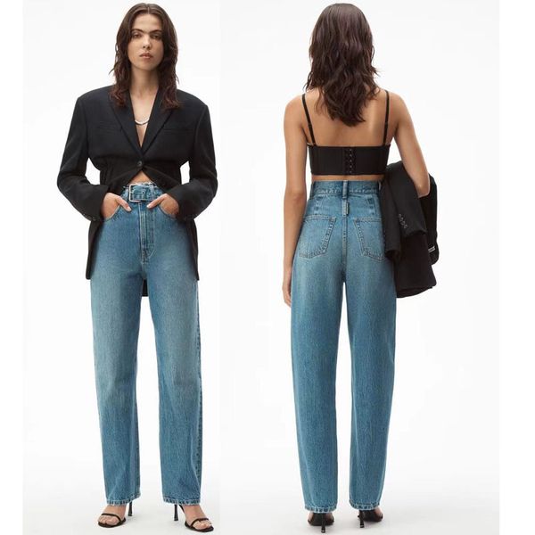 

capris spring autumn trendy brand luxury design commute versatile high waist wide leg loose comfortable straight jeans a2, Black;white
