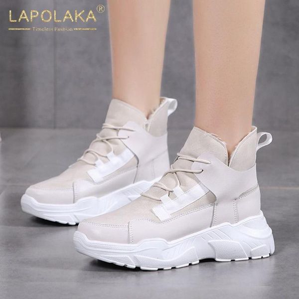 

boots lapolaka 2021 arrivals leopard cross-tied shoes woman booties platform casual ins trendy dropship comfy ladies, Black