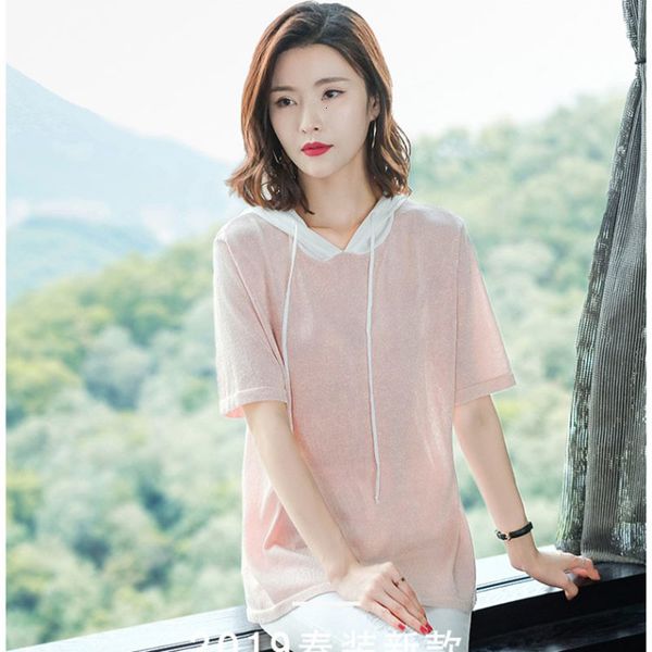 

women's sweaters silk summer ice mesh pullovers short sleeves with hood women's pull jumpers cool shirt hoodie zafy, White;black