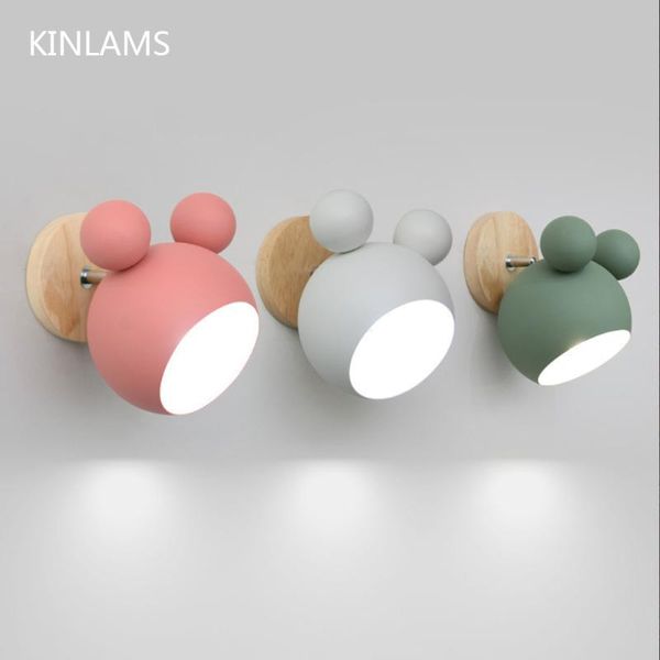 

wall lamps nordic wooden cute coloful sconces kitchen restaurant macaroon decorative bedside lamp e27