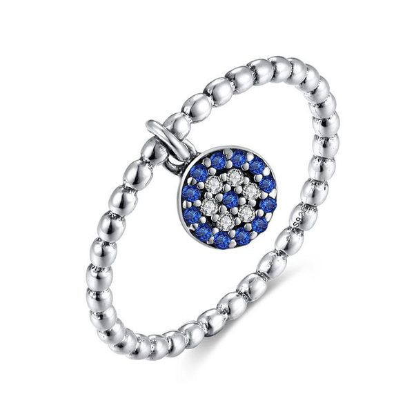 

wedding rings kaletine lucky eye ring sterling 925 silver blue evil eyes pendant charm cz cute ringlet for women jewelry kltr098, Slivery;golden