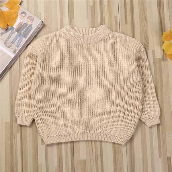 

baby boys girls solid casual crewneck thick kids slouchy soft wool clothing basic sweater 1 5 years, Blue