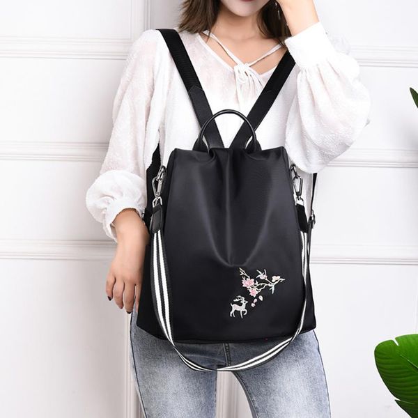 

oxford fashion printed black women backpacks casual travel bag waterproof shoulders bags school for female 2021#4 backpack style