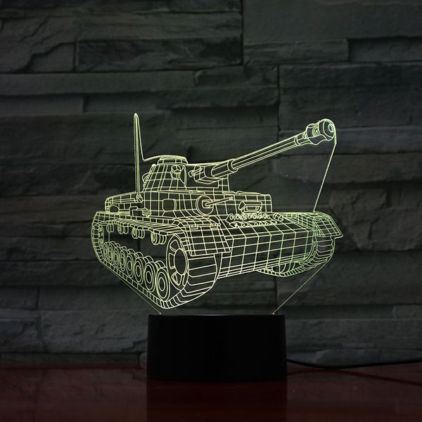 

acrylic led night light tank model 3d nightlight bedroom desk lamp gaming room decoration boys kids gift smart phone control