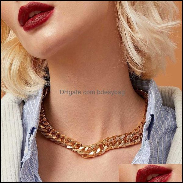 

chains & pendants jewelrychains punk thick choker necklaces collar hip hop gold color clavicle link chain for women jewelry aessories drop d, Silver