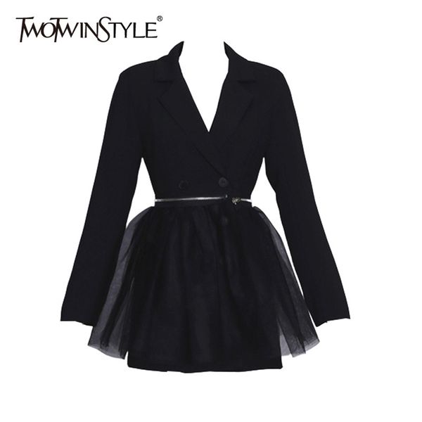 

ball gown black dress women v neck long sleeve high waist mini dresses for female autumn fashion clothing 210520, Black;gray