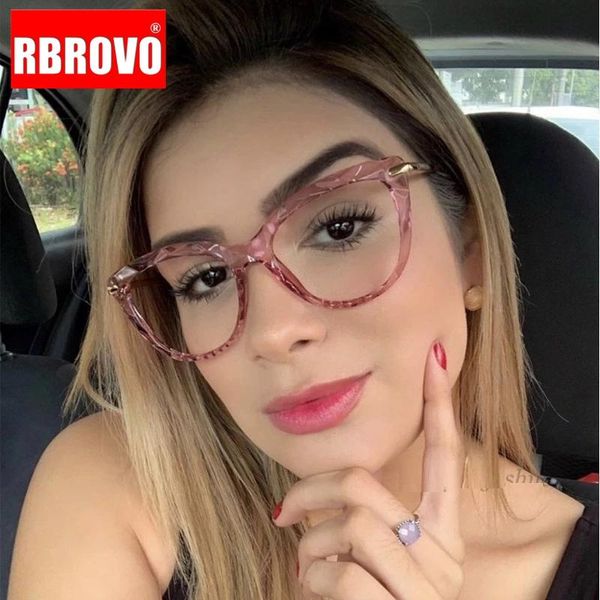 

fashion sunglasses frames rbrovo retro glasses frame 2021 women cat eye eyeglasses luxury women/men transparent lentes de lectura hombre, Black