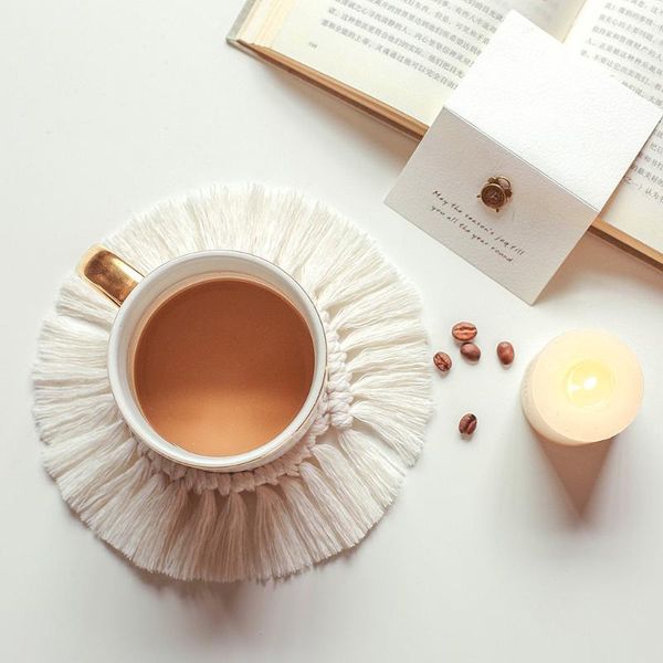 

mats & pads coffee table set for dinning room decoration cotton cup knitted kitchen items mat living nature