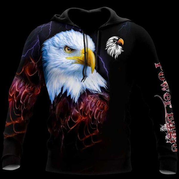 

men's hoodies & sweatshirts mens 3d all over printed animal beautiful eagle harajuku pullover hood sweatshirt jacket hip-hop women st, Black