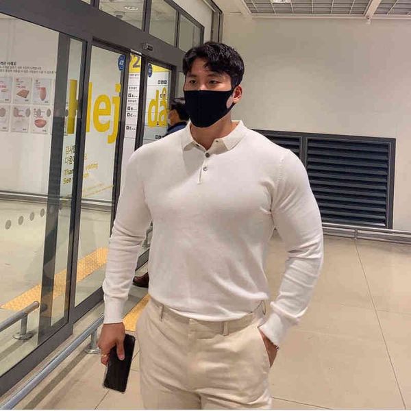 

new men brand clothing men polo shirt men business casual solid cotton male polo shirt long sleeve plus size 3xl g1207, White;black