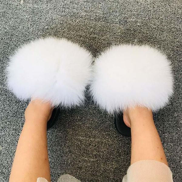 

furry slippers ladies summer sandals female shoes plush real fur soft house kids, Black