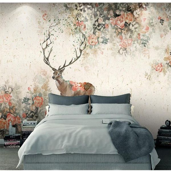 

wallpapers wellyu papier peint wallpaper for walls 3 d custom elk scandinavian style backdrop retro peony rose