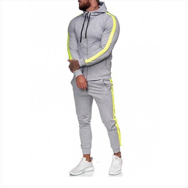

autumn running sweatshirt sports set men tracksuits clothes sport suit hoodie mens pants sets 2 pieces, Gray