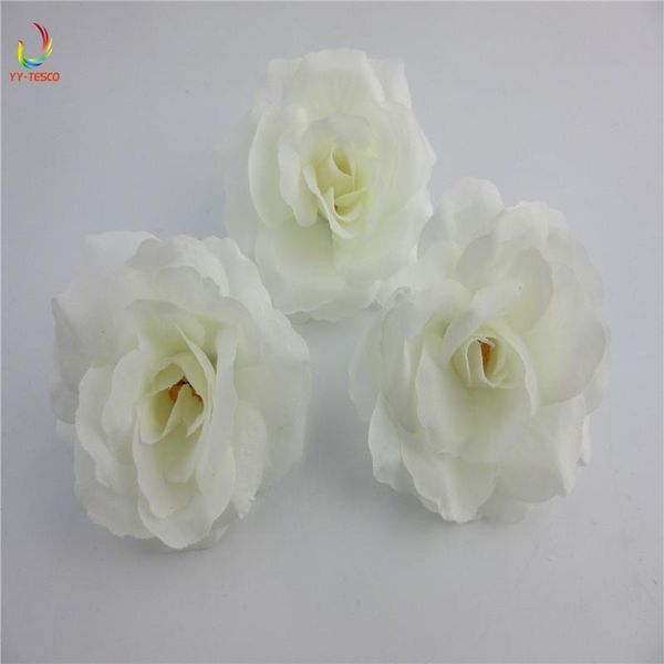 

100pcs artificial flowers silk roses flower heads for wedding decoration party scrapbooking 7cm white floral wreath accessories decorative &