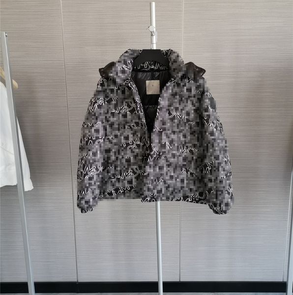 

fashion designer down jackets thick hooded warm coats letter m printing parkas windproof outwear for women and men, Black