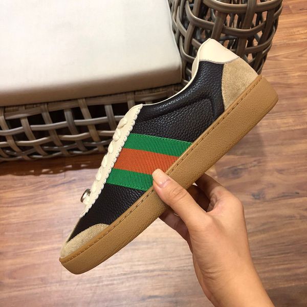 

2021 fashion luxury couple casual shoes leather material elegant, comfortable and soft outdoor sports size 35-45, Black