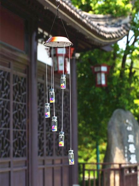 

solar lamps wishing bottle lamp wind chime led color change garden decoration lam