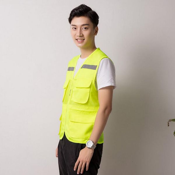 

wh w001# mesh multi-pocket reflective vest222222222222222, Black