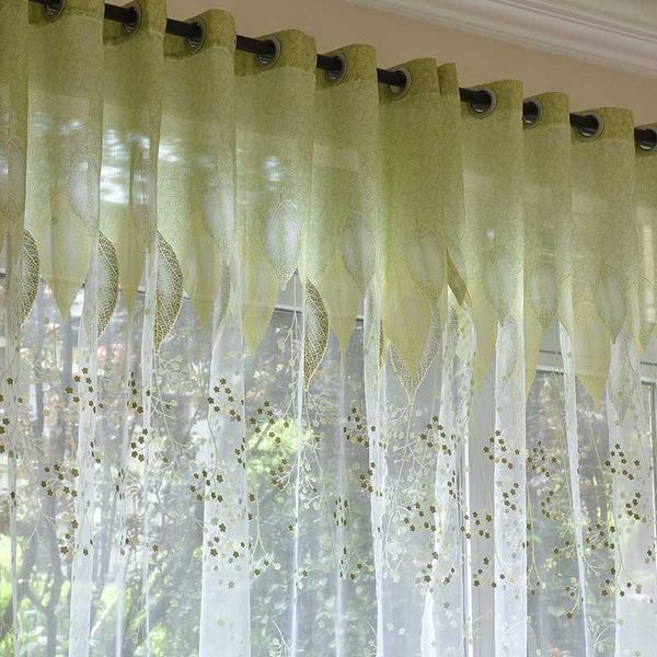 

pastoral tulle window curtain for living room green sheer bedroom voile kitchen drape blinds custom made & drapes