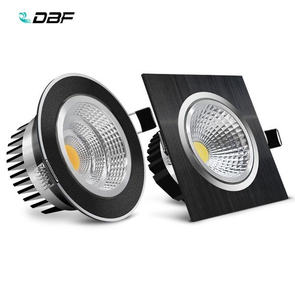 

ceiling lights [dbf]black round/square recessed led dimmable downlight cob 7w 9w 12w 15w spot light decoration lamp ac110v/220v
