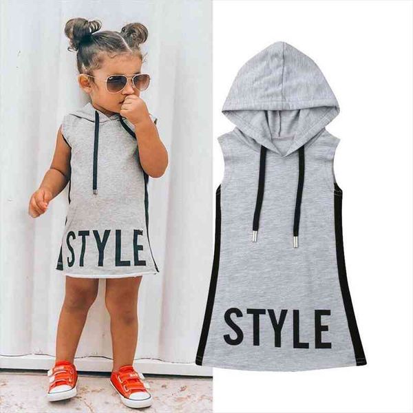 

1 6y toddler baby girl dresses clothes letter print sleeveless hooded straight sundress, Red;yellow