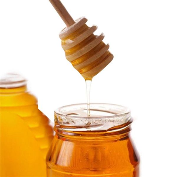 

spoons long handle wooden honey dipper stick jam stirring pot spoon coffee milk froth cocktail for kitchen bar accessories 5pc