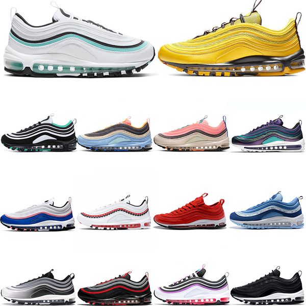 

new fashion men running shoes women 97 aurora green black white blue pink lands bred bright citron clear emerald corduroy pack court purple