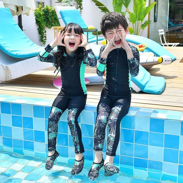 

one-piece suits swimsuit for teenager children's surfing swimwear plus size kids rashgard boy biquini trendy rash guard long sleeve bab