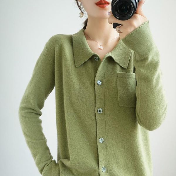 

women's knits & tees lafarvie winter wool blends sweater cardigan femme knit pullover casual loose collar long sleeve quality, White