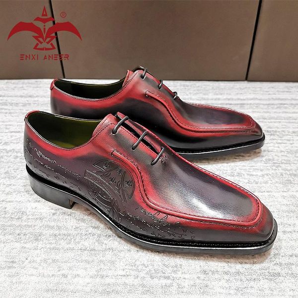 

men fashion your shoes 100% genuine leather shoes men derby oxford dress handmade custom designer patina red, Black