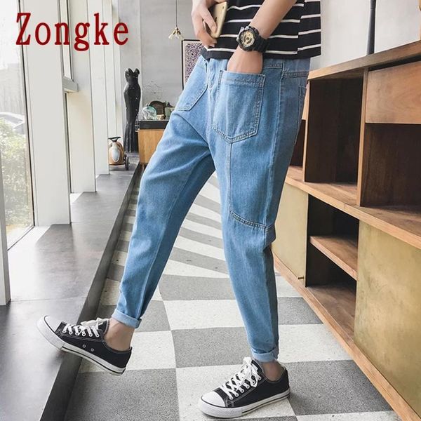 

men's jeans zongke blue skinny men slim fit denim trousers mens large ankle-length -2xl 2021 autumn arrivals