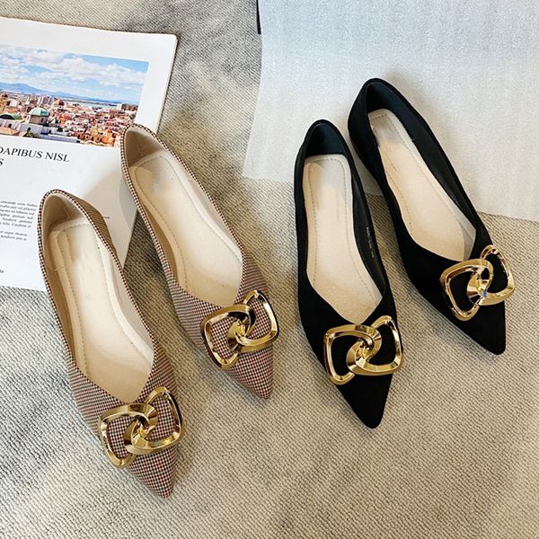 

new women flats 2021 spring plaid pointed toe ladies sandals female suede bow shallow loafers elegant woman low heel shoes, Black
