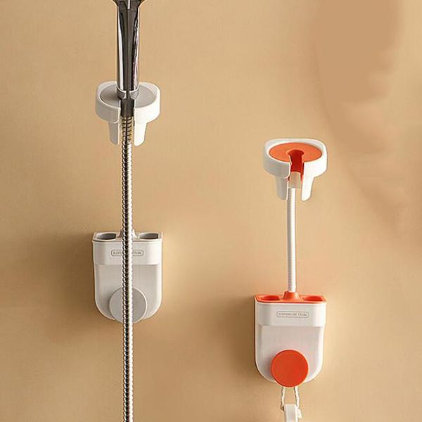 

bath accessory set adjustable shower bracket bathroom accessories sets multifunction punch-no trace drain head holder storage shelf