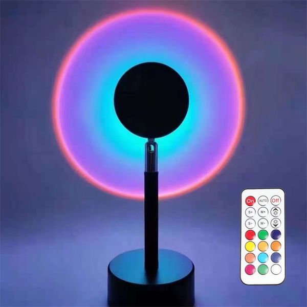 

sunset projector rainbow atmosphere led night light for home bedroom coffe shop background wall decoration usb table lamp