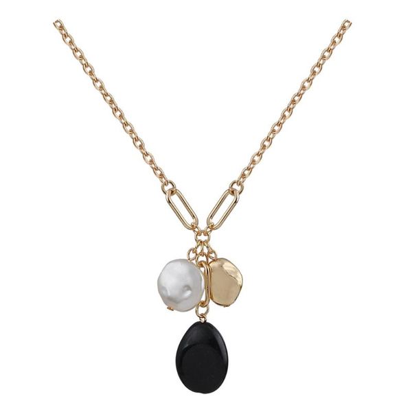 

chains vintage baroque irregular pearl lock necklace, Silver