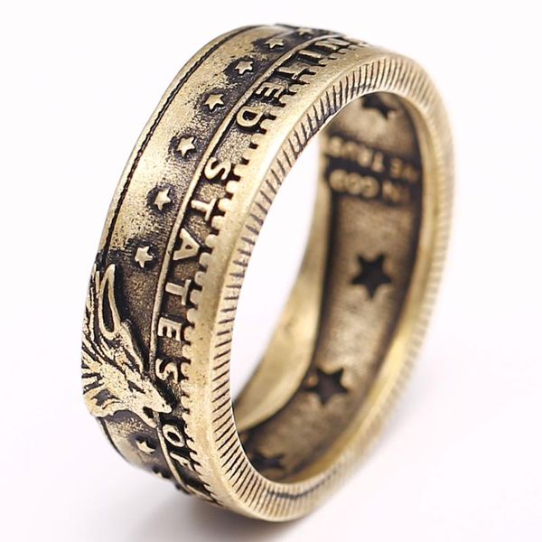

cluster rings 2021 selling coin ring silverplated handcrafted hand-made circle made from kennedy half dollar silver-plated copy coins, Golden;silver