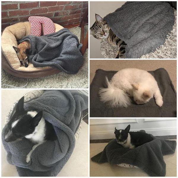 

kennels & pens 60x75cm/75x100cm pet blanket for dog cat double-sided fleece blankets all year round puppy kitten bed sleep mat