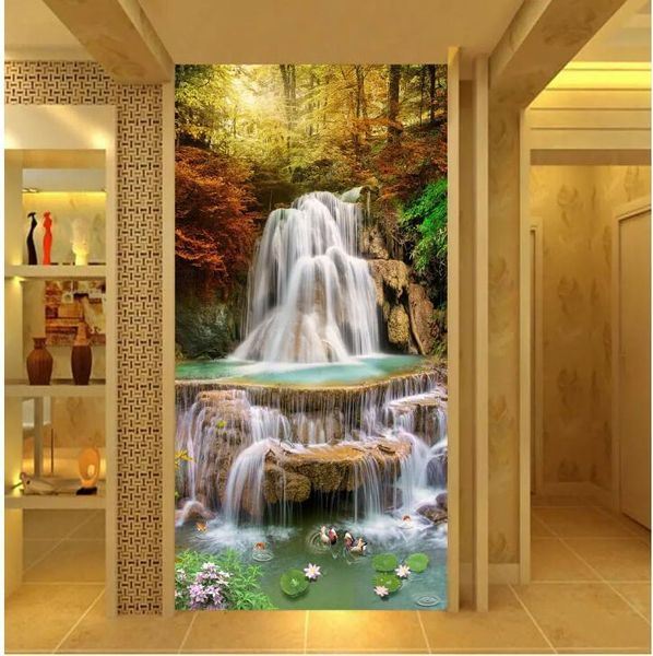 

custom mural 3d po wallpapers home decor forest water waterfall living room wall murals wallpaper for walls 3