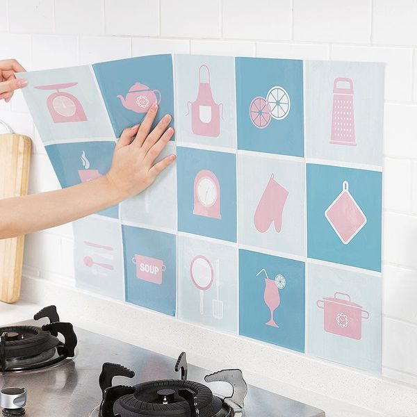 

mats & pads kitchen wall stickers oil proof waterproof home decoration restaurant refrigerator self-adhesive aluminum foil decals