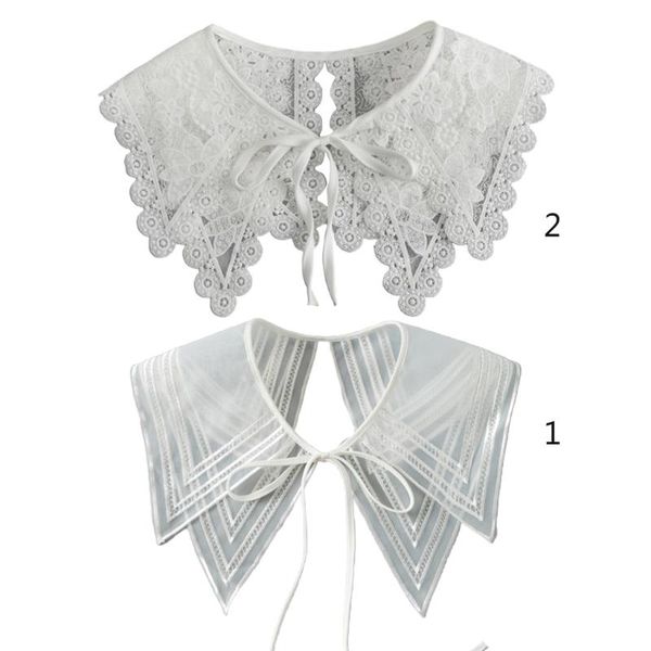 

neck ties double layers faux collar sweet embroidery false dress shirt wholesales, Blue;purple