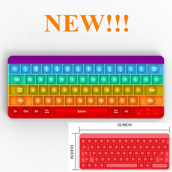 Surpreendente!!! Fidget Brinquedos Reliver Reliver Stress Presentes Forma de Teclado Com Letras Arco-íris Empurre It Bolha Antistress Toy Sensory Office Squeeze Jogo de tabuleiro em estoque