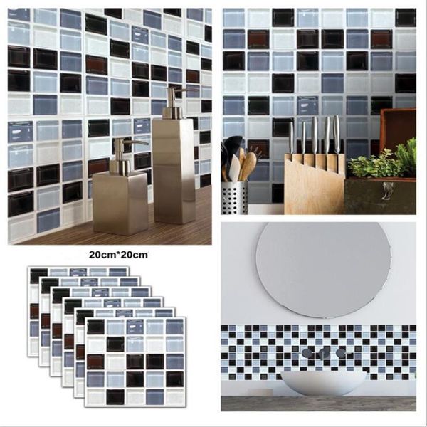 

simulation mosaic kitchen background oil-proof self adhesive wallpaper waterproof contact paper bathroom charm 3d wall stickers wallpapers