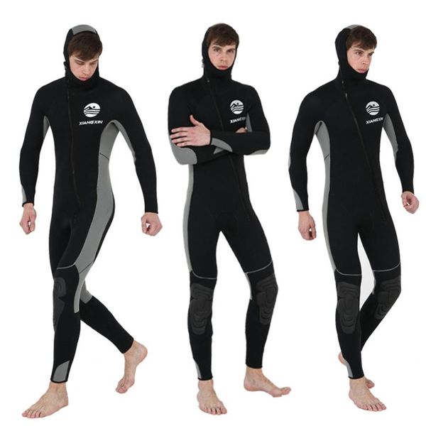 Yüzme Giyim 5mm Neopren Dalış Wetsuit Tam uzunlukta Uzun Kollu Islak Takım Tek Parça Ön Zip Sörf Anti-UV Mayo Şnorkel Mayo