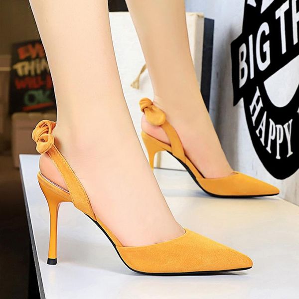 

sandals elegant women's summer shoe on heels 9.5cm pointed toe pumps shoes ladies stiletto butterfly-knot female, Black