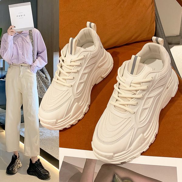 

pop shoes women's 2021 autumn new korean thick bottom mesh breathable casual single trend sports running
