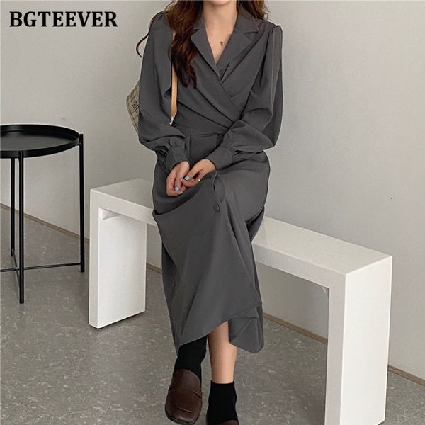

dresses new elegant ladies notched collar solid 2021 stylish slim waist cross women dress summer single-breasted vestidos fj86, Black;gray