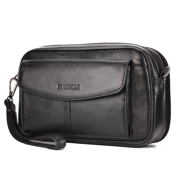 

card holders genuine leather mens clutch bag black business casual hand-in-hand long wallet handbag, Brown;gray