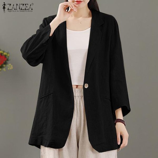 

women's suits & blazers women's stylish bohemian cotton linen casual blazer women jackets loose long suit solid vintage elegant ou, White;black