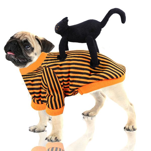 Hundebekleidung Hundekostüme Halloween Lustiger Haustieranzug mit schwarzer Katze Niedliche Welpenkleidung für Weihnachtsfeier Kleine Hunde und Katzen A92
